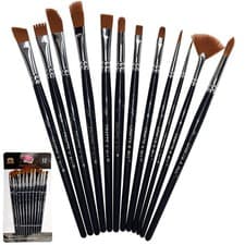 Image of 12PCS Professional Paint Brush Round Pointed Tip Nylon Hair