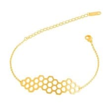 Image of BEE HONEYCOMB BEEHIVE BRACELET GOLD SILVER OR ROSE & GIFT BAG