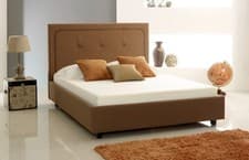 Image of Brown Fabric Ottoman Lift Storage Bed - 5ft King