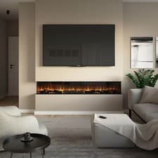 Image of Focal Point Electric Wall Fire 2kW Black Log Effect Fireplace H48.8xW201.5cm