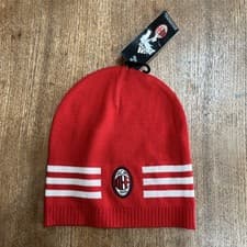 Image of AC Milan Adidas Beanie Hat One Size Adult Striped Serie A Calcio Football Club
