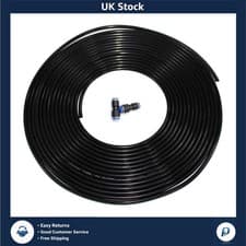 Image of Flexible Black PU Air Compressor Hose Pipe 6mm OD 4mm ID 10m with 2 Connectors