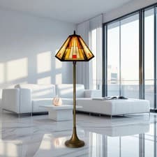 Image of Tiffany Style Luxury Floor Lamp – Handmade Stained Glass for Home & Office