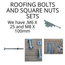 Image of ROOFING BOLT AND NUTS - CHOICE OF M6 X 25mm OR M8 X 100mm - ZINC PLATED