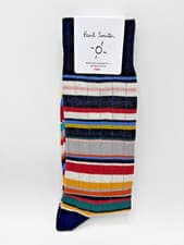 Image of Paul Smith 'Signature Stripe' Mens Ribbed Cotton Black Socks