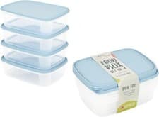 Image of 4 x 1 Litre Plastic Food Storage Containers Set Microwave Freezer Safe BPA Free