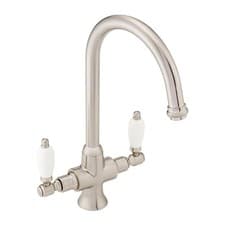 Image of ENKI Dorchester KT060 Brushed Nickel Dual Flow Kitchen Sink Mixer Tap for Basin