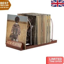 Image of Minimalist Vinyl Record Stand with Non-Slip Grooves - Holds 50 LPs Effortlessly