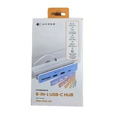 Image of HYPER HyperDrive 6-in-1 USB-C Hub Adapter for iMac/iPad and Other USB-C Devices