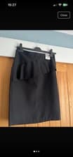 Image of Dorothy Perkins Petite Black Pencil Skirt Size10Peplum Frill Front New with tags