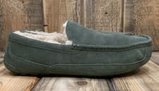 Image of UGG ASCOT LOAFER SLIPPER MENS US 9 FOREST GREEN SUEDE WOOL LINED SLIP-ON EUR 42