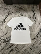 Image of Adidas Basic Big Logo T-shirt White Black BNWT Size XS Men’s Short Sleeve HN3255