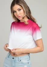 Image of SikSilk Womens Pink / White High Fade Crop Tee UK10 Small