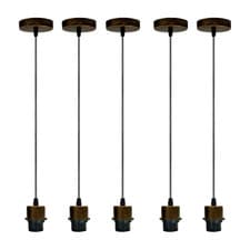 Image of Pendant Light 5-Pack Brushed Copper Metal PVC E27 Holder 95cm Cable Dimmable Set