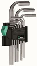 Image of Wera 9 Piece Chrome Stubby Compact Hex Allen Hexagon L-Key Set 1.5mm-10mm,021406