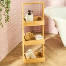 Image of OHS Bamboo Bathroom Caddy 3 Tier Freestanding Shower Storage Organiser