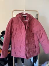 Image of Adidas Helionic Hooded Down Jacket – Dark Pink / Red (Women’s M)