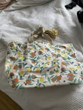Image of Accessorize Hello Sunshine Yellow Stripe Woven Large Tote Beach Bag BNWT