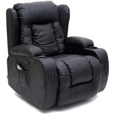 Image of CAESAR 10 IN 1 WINGED LEATHER RECLINER CHAIR ROCKING MASSAGE SWIVEL HEATED