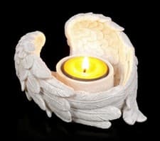 Image of Tealight Holder - Angel Wings with Glitter Candle Guardian B 11,5 CM