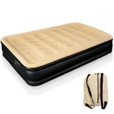 Image of Double High Raised Inflatable Air Bed Mattress Built in Electric Pump Camping