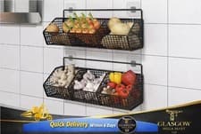 Image of Wall Mounted Kitchen Storage Basket Durable Wire Storage Rack for Vegetables
