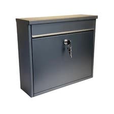 Image of Mail Box Post Letter Box Wall Mounted Large Steel Lockable Black by Buckingham