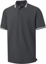 Image of Men's Pique Polo Shirts Long Sleeve Cotton Blend Tipped Casual Collared Polo Shi