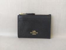 Image of Coach Mini Skinny ID zip Card Case in cross grain leather T / 9164