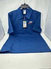 Image of Nike Shirt Men’s Sz M Overshirt Dark Marina Blue DM5284-407 Half Zip Retro New