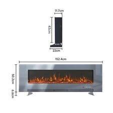 Image of 50/60/72inch Media Electric Fireplace Wall Glass Recessed Inset LED Fire Heater