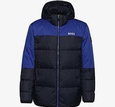 Image of BOSS J_Hamar Water Repellent Down Jacket Detachable Hood Navy Blue £389 Small S
