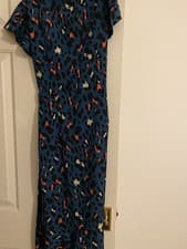 Image of Brand new size 8 blue leopard print ruffle wrap dress