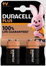 Image of Duracell 9V 100% Plus Power PP3 6LR61 MN1604 Alkaline Batteries 2, 4, 6, 8 Packs