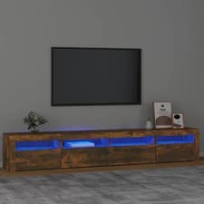 Image of WALPLUS TV Cabinet 240x35x40cm Smoked Oak LED Media Storage Unit