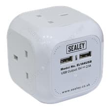 Image of Sealey 1.4m Extension Cable Cube 4 x 230V & 2 x USB - White