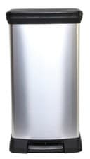 Image of Curver Deco Black & Silver Pedal Bin Kitchen Bathroom Toilet Rubbish Dustbin