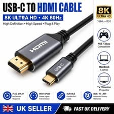 Image of USB C to HDMI Cable 8K 4K 60Hz Type C Adapter MacBook Laptop TV 1m, 2m, 3m