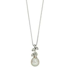 Image of 9ct White Gold Freshwater Pearl and Diamond Pendant GP2238W