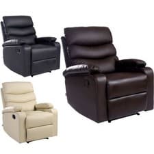Image of ASHBY LEATHER RECLINER ARMCHAIR SOFA HOME LOUNGE CHAIR RECLINING