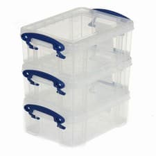 Image of 3 x Really Useful 5 Litre Clear Storage Boxes Stackable Plastic Boxes with Lids