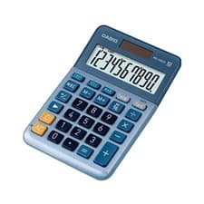 Image of Casio Desktop Calculator 10 Digit Aluminium Front Blue (MS-100EM)