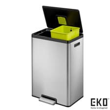Image of EKO Ecocasa II Recycling Bin 20L+20L in Brushed Steel