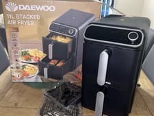 Image of Brand New Daewoo 11L Stacked Dual Drawer Air Fryer – Black – Boxed