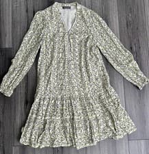 Image of Mint Velvet Floral Green / yellow Midi Dress. UK Size 8