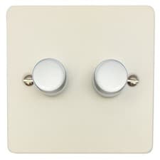 Image of G&H FW522-W Flat Plate Matt White 2 Gang 1 or 2 Way LED Dimmer Switch