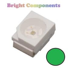 Image of 10 x Green PLCC-2 LED (SMD SMT 3528/1210) - Ultra Bright - UK Seller