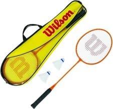 Image of Wilson 2 Player Badminton Set Including 2 Rackets And Shuttles - Yellow/Orange