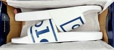 Image of Polo Ralph Lauren Cayson Polo Logo White Navy Slides Sz 14 Men NIB 