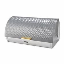 Image of Bread Bin Tower T826090GRY Empire Roll Top in Grey & Brass